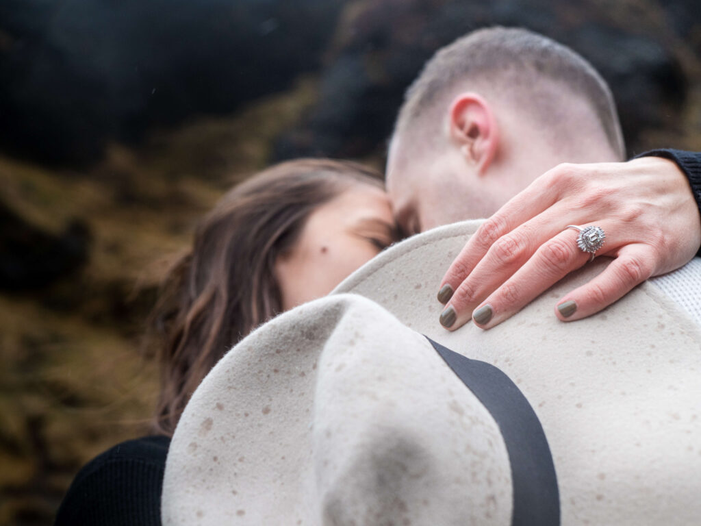 secret proposal hotoshoot ring detail hoto in iceland with waterfall